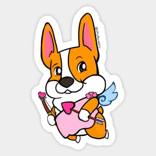 Simple Cupid Corgi Sticker